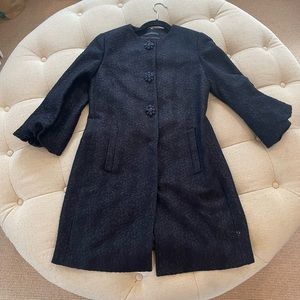 Elie tahari women’s black coat with jeweled snap buttons